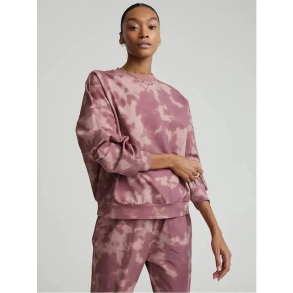 Varley Erwin Deep Rose Tie Dye Athletic Sweatshirt Top Pink Size S - Picture 1 of 8